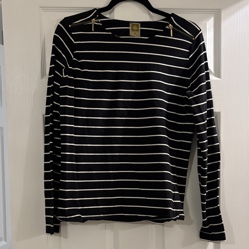 ANNE KLEIN BLACK AND WHITE BLOUSE